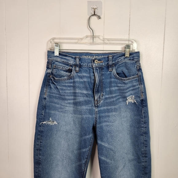 American Eagle AEO Mom Jeans Stretch 100% Cotton High Waisted Rise 90s Size 4 - Picture 4 of 12